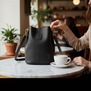Ema Black Italian Leather Handbag – Elegant Designer Shoulder Bag for Women